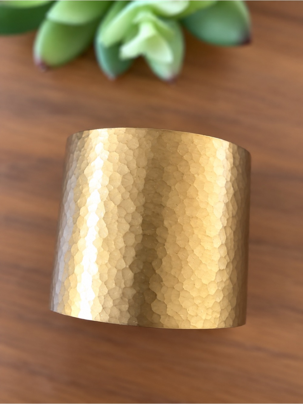 Wide Hammered Brass Cuff Bracelet – Statement Bracelet